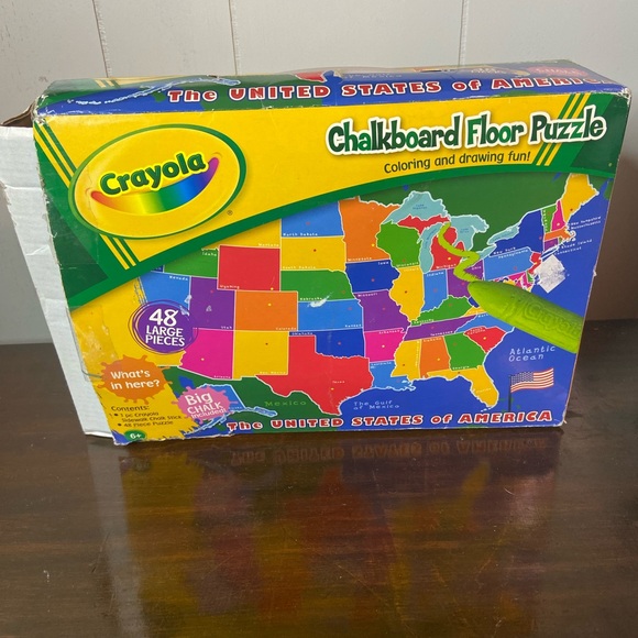 Crayons United states and capitals chalkboard floor puzzel homeschool - Picture 1 of 3